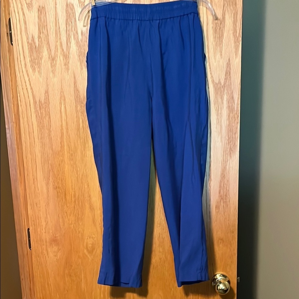 Zara Blue Capris Relaxed Fit Cotton Blend - Picture 8 of 9
